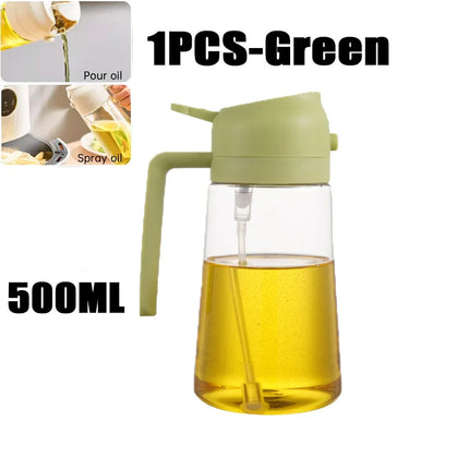 New 470ml Oil Spray Pot 2-in-1 Plastic Household Kitchen Oil Bottle Nebulizing Mist Filling Cooking Oil Spray Pot Dual Use