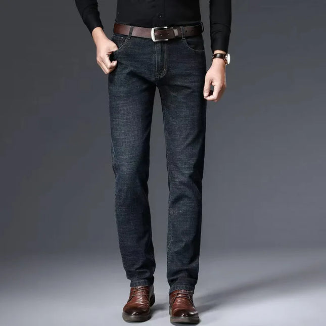 2026 New Style Business Men's Jeans Casual Straight Stretch Fashion Classic Blue Black Work Pant Denim Trousers Male Clothing