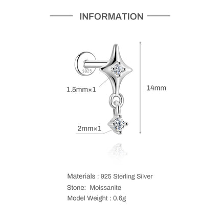 Aide Mini 2/3/4mm Moissanite Earring For Women 925 Sterling Silver Earring INS Trend Wedding Ear Studs Jewelry Brincos de Pratas