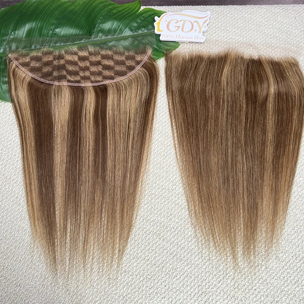 #P427 Highlight Color Straight Hair 13x4 HD Lace Frontal Pre Plucked Melt Skins Invisible HD Lace 100% Raw Virgin Human Hair