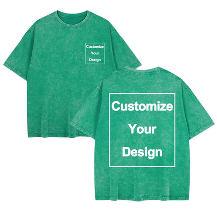 Summer Custom Washed T-Shirt Mens Cotton Oversized Tops DIY Logo/Graphic Tees Casual Comfortable T Shirts O-Neck Men's Clothes