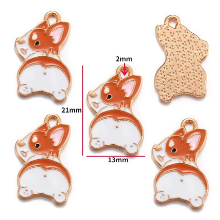 10pcs Enamel Dog Charm for Jewelry Making Supplies Corgi Earring Animal Pendant Bracelet Necklace Accessories Diy Finding W405