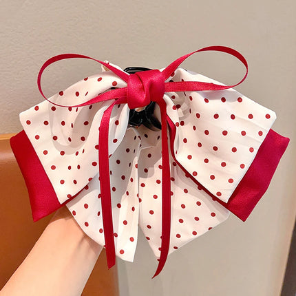 Sweet Hair Grab Girl Princess Red Bow Hairpin Polka Dot Children's Hair Clip Student Hair Claw For Kids