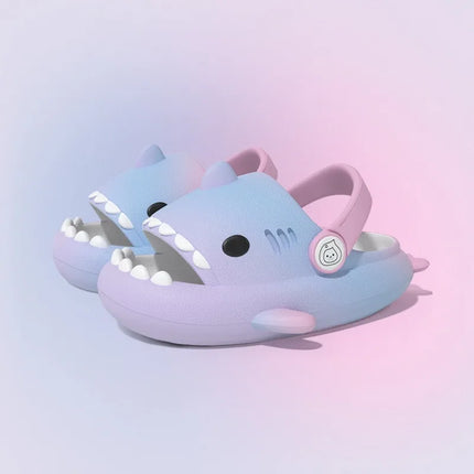 KIDMI Boys Girl Shark Slides Non-Slip Open Toe Cloud Sandals Cute Comfy Cushioned Thick Sole Slippers Cartoon Shower Slippers