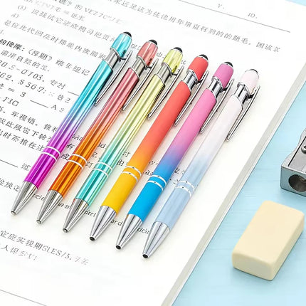 10-200Pcs Touch Screen Ballpoint Pen Gradient Color Aluminum Rod Pen Wholesale Text Name Metal Advertising Pen Engraving Logo