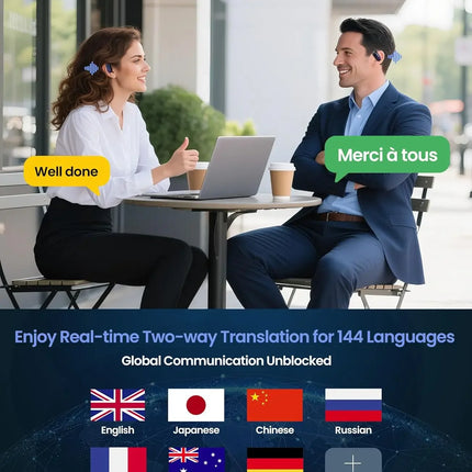TWS 3-in-1 AI Translator Earbuds 144 Languages Noise Cancelling Bluetooth 5.4 Headset Instant Translator Smart Voice Real Time