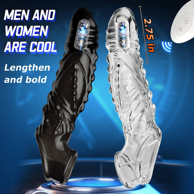 Wireless Vibrating Condoms Enlargement Delay For Men Reusable Dildo Vibrator Penis Ring Sleeve Adult Sex Toy Sex Product 2024