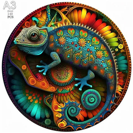 Chameleon Wooden Animal Jigsaw Puzzles for Adults Kids Interactive Games Birthday Gifts 3d Educational Toys Elephant