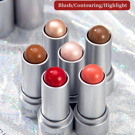 QIBEST Highlighting&Bronzer Stick Face Brightening Blusher Rouge Concealer Pen Long Lasting Highlight Contouring Blush Makeup