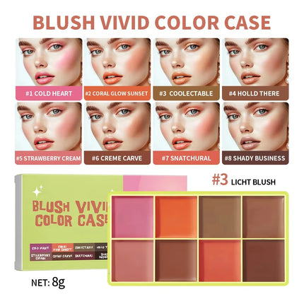  8-Color Eyebrow Cream Blush Curve Case Cream Cosmetics Palette Matte Shimmer Finishes Shadow Tones Long-Lasting Cosmetics