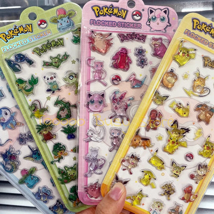 Cute Anime Pokemon 3D Resin Stickers Kawaii Pikachu Jelly Sticker Decals Crystal Decorative Sticker Phone Case DIY Kids Toy Gift