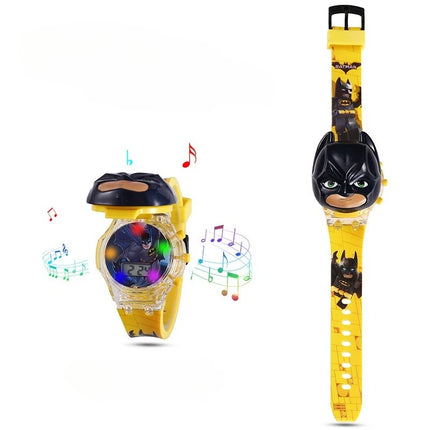 Batman Anime Figure Peripheral Children Plastic Flip Watch Projection Electronic Watch Cartoon Cute Kid's Toy Birthday Gifts