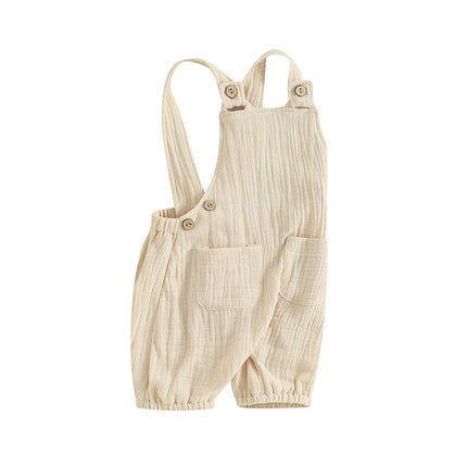Pudcoco Infant Baby Boys Girls Overalls Sleeveless Backless Front Pocket Rompers Newborn Spring Fall Outfit 0-24M