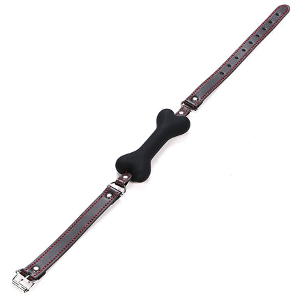 Cute Solid Leather Harness Mouth Silicone Dog Bone Ball Gag BDSM Mouth Plug Couples Flirting Sex Products For Women Sexy Toys