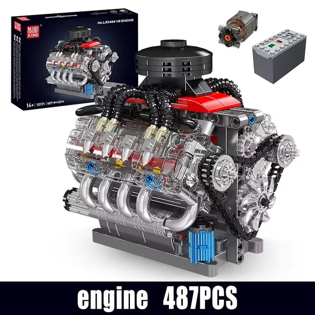 Mould King 10171 Technical Car Building Block Motorized LSX454 V8 Engine Brick Toys Assembly Car Model Parts Kids Christmas Gift
