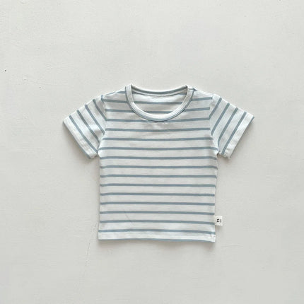Baby Boy Stripe Shirt Summer Casual Short Bat Sleeve Kids Shirt for Boys Clothing Children Girls Sports Shirt Cotton Tops