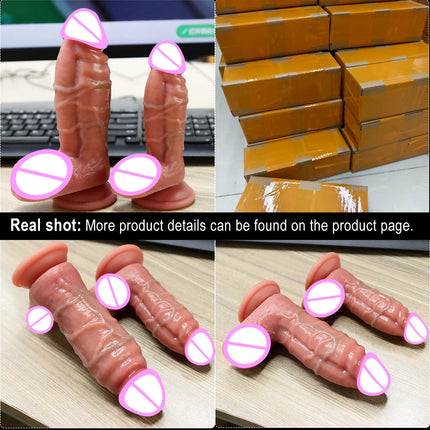 Safer Realistic Soft Big Dildo Double Silicone Small Penis Woman Man Anal adult Sex Toy Suction Cup Dick real Masturbators Cock
