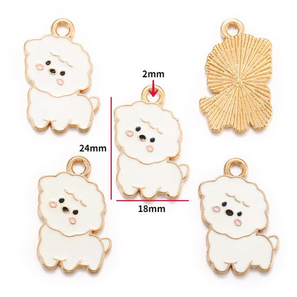 10pcs Enamel Dog Charm for Jewelry Making Supplies Corgi Earring Animal Pendant Bracelet Necklace Accessories Diy Finding W405