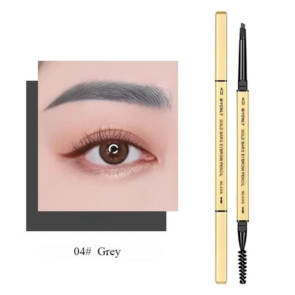 Gold Bar Double Ended Eyebrow Pencil - Ultra Fine 0.5mm Triangle Tip Waterproof & Smudge-proof for 3D Natural Brows