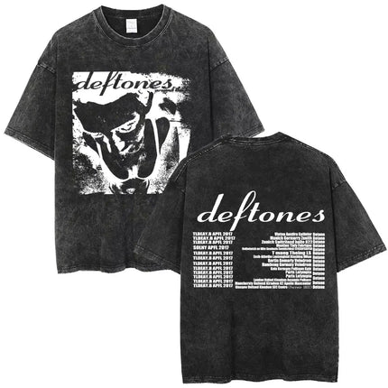 New Arrival Mens Clothes Tee Shirt Homme Washed Vintage Rock Band Deftones Private Music Graphic  Men Clothing New in Top & Tees