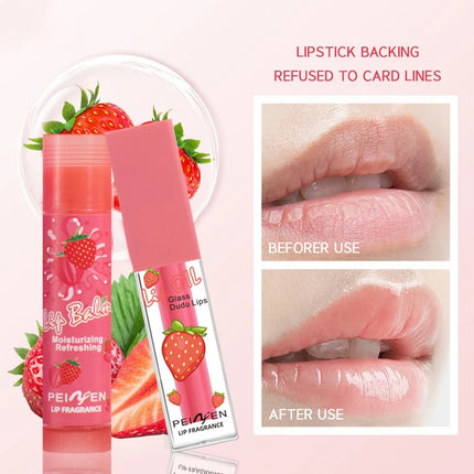 2PCS Lip Oil Lip Balm Set All-Day Long-Lasting Moisturizer Lip Care Plumps Lips Reduces Lip Lines Lipstick & Nourishment