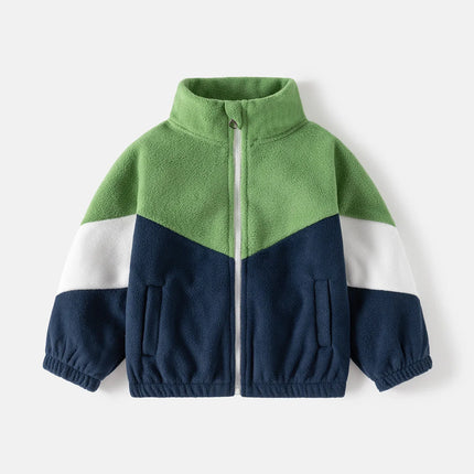 Winter Clothes Children's Clothing New Children's Polar Fleece Jacket Boy Baby Color Matching Casual Tops Casual Simple