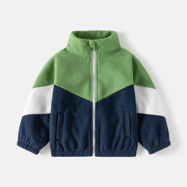 Winter Clothes Children's Clothing New Children's Polar Fleece Jacket Boy Baby Color Matching Casual Tops Casual Simple