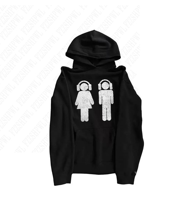 American retro y2k millennial dark print hoodie, long-sleeved pullover hoodie, autumn and winter vintage street fashion coat emo