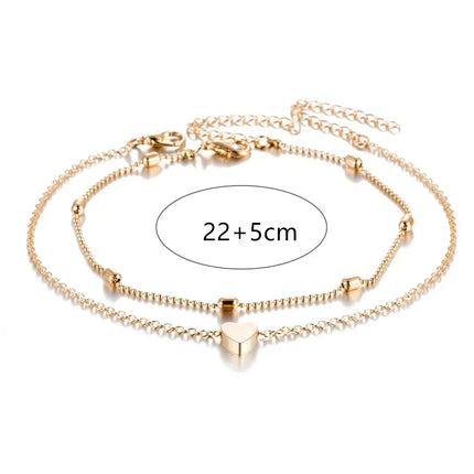 Female Heart  Anklets Bracelet Sandals Foot Jewelry Leg New Anklets on Foot Bracelets for Women Leg Chain Jewelry Accessories