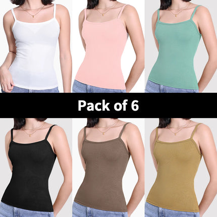 3/6 Pcs Ladies' Summer Korean Version Of Suspender Vest With Solid Color Foundation Joker Sexy Suspender Top Slim And Thin Teen