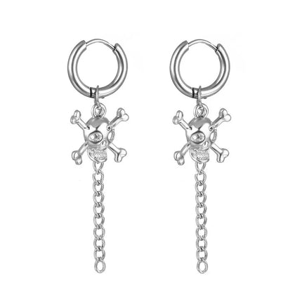 Design Stainless Steel Skull Drop Earrings For Women Men Fashion Gothic Street Hip Hop Ear Jewelry Pendant Cool Stud Earrings
