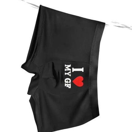 Men's "I ❤️ MY GF" Cute Couple Romantic Love Print Boxer Briefs 1 Piece Soft Breathable Affection Expression Casual Underwear