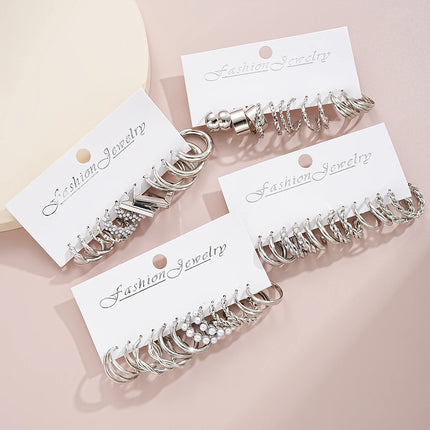 67 Pcs/Set Boho Style Metal Earrings Necklaces Rings Bracelets Multi Piece Jewelry Set For Women Daily Wear New 2024 Fashion