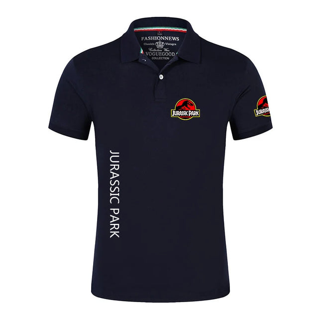 Jurassic Park Summer Casual Sports Ice Silk Quick-drying Breathable Lapel Collar Short-sleeved Solid Color Polo Shirt