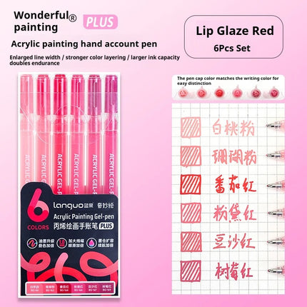 Languo 6 Colors Acrylic Painting Handbook Pens Multi-Color Gel Pen Student Neutral Pen Writing Marker Stationery