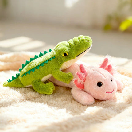 Adorable Laid-Back Animal Plush Toys - Crocodile Axolotl Rhinoceros Fennec Fox Soft Stuffed Toys for Girl Boy Zoo Souvenirs