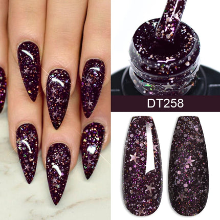 MEET ACROSS 7ml Rubber Base Gel Glitter Nude Pink White 2 In 1 Gel Nail Polish Nail Art Varnish For Nails Winter Autumn Manicure