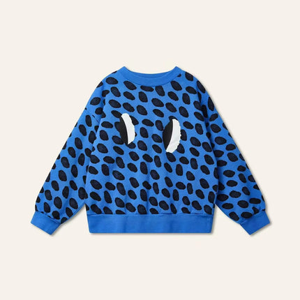 Kids' Fall Winter Long-Sleeve Hoodie, Cute Print Round Neck Sweatshirt, Boys Girls Casual Everyday Top, Comfortable Warm Design