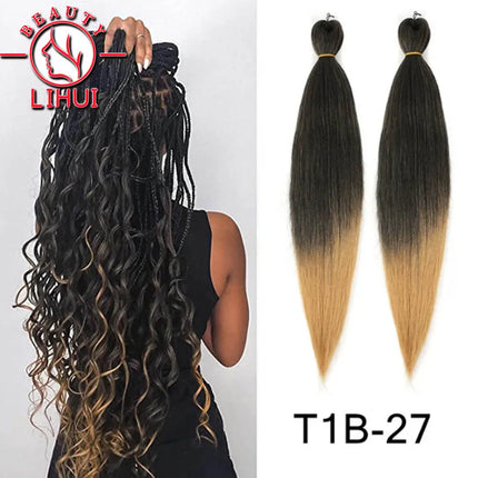 30" Ombre Brown Pre Stretched Braiding Hair YAKI Straight Jumbo Braids Hair Extensions Synthetic Bulk Hair Wholesale Fake Hair