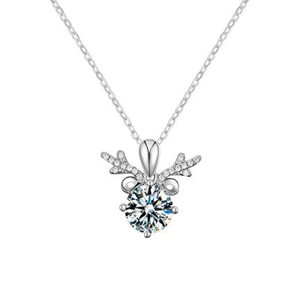 Antler Necklace Pendant Women's 2CT Moissanite PT950 Platinum - Shiny platinum, long-lasting shine, value-preserving jewelry