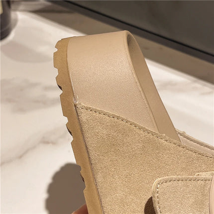 Smile Women Slippers Summer Casual Women Shoes Retro Trend With Buckle Slippers Comfortable Beach Slippers Round-headed Slippers