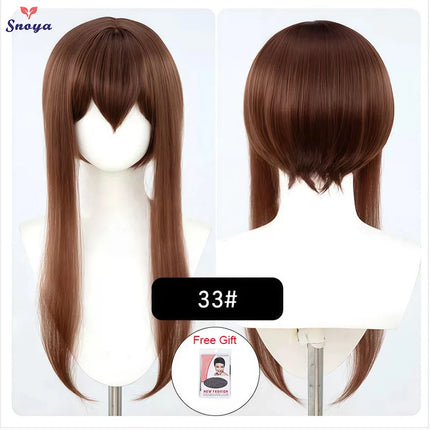 Snoya 60cm synthetic Multi colored long sideburns style short cosplay wig Heat resistant fiber Purple blue pink black gold