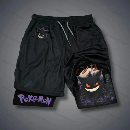Pokémon Game 2-in-1 Shorts Summer/Autumn Men's and Women's New Joint Sports and Fitness American Trend Double-layer Shorts