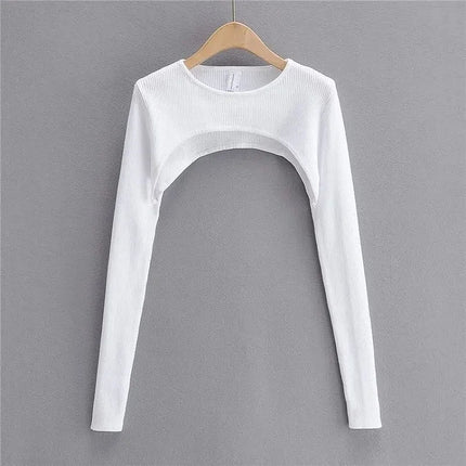 Y2k Aesthetic Clothes O-neck Black White Sexy Harajuku Knitted T-shirt 2024 T-shirts Women Long Sleeve Crop Top Spring Autumn