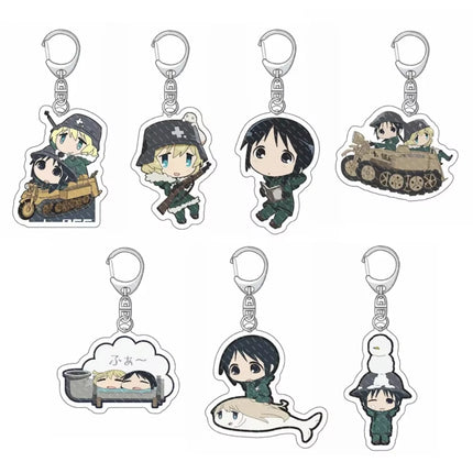 Anime Girls Last Tour Keychain Kawaii Chito And Yuri Cartoon Figures Acrylic Pendant Key Chain Backpack Bag Fashion Ornament