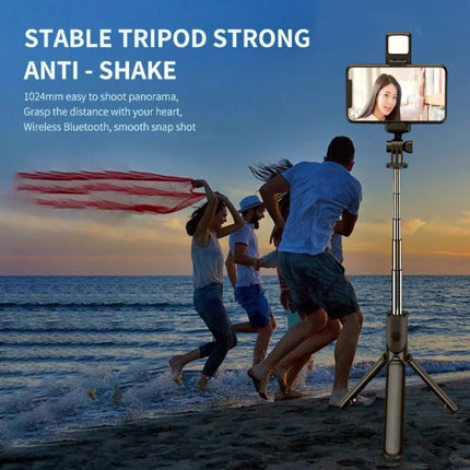 Bluetooth Selfie Stick Tripod Desktop Stand, Phone Holder, Wireless Remote Shutter, for iPhone Android, Option with Fill Light
