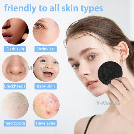10/20/50PCS Black Round Facial Sponges Compressed Facial Cleansing Pad Natural Facial Cleansing Sponges Pads Exfoliating Sponges