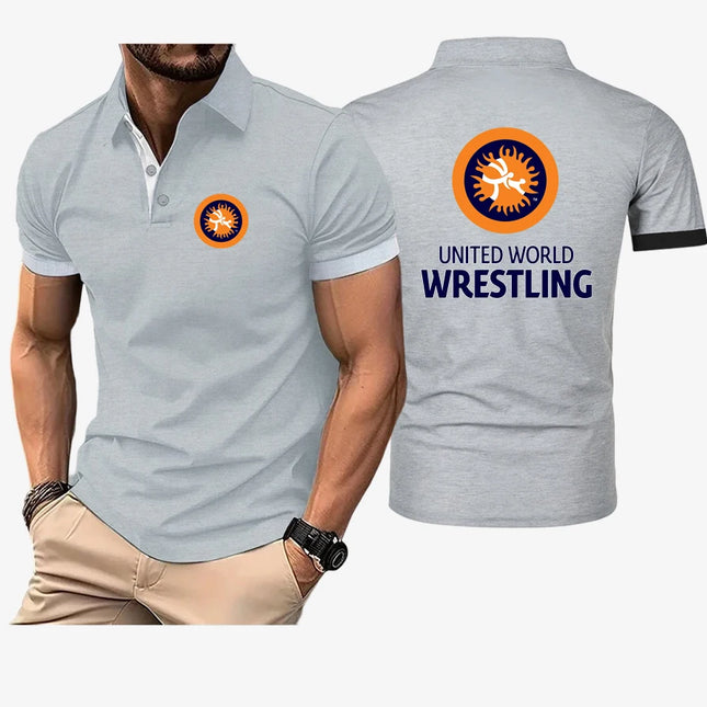 United World Wrestling UWW 2025 New Men's Polo Shirt Summer Lapel Short Sleeve Casual Breathable Light Luxury Cool T-Shirt