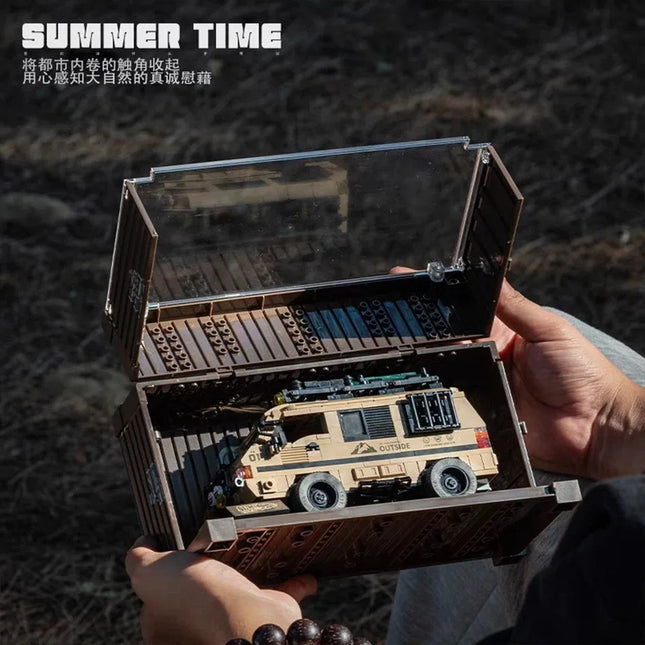 489PCS MOC City Off-road Camper Van Model Building Blocks RV Vehicle Car Truck Bricks with Display Box Garage Toys for Kids Gift