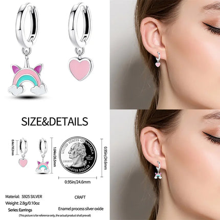 Luminous Shell Women Earrings Original 925 Sterling Silver Pave CZ Star Moon Hoop Earrings Engagement Wedding Jewelry